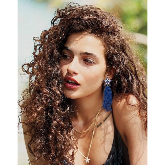 Dangle Earrings Waterfall Beaded Star Tassel Bohemian Jewelry for Women - Picture 3 of 7